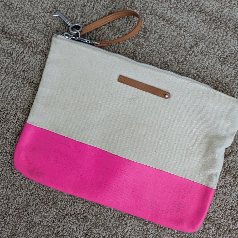 Pink and Cream Clutch Bag